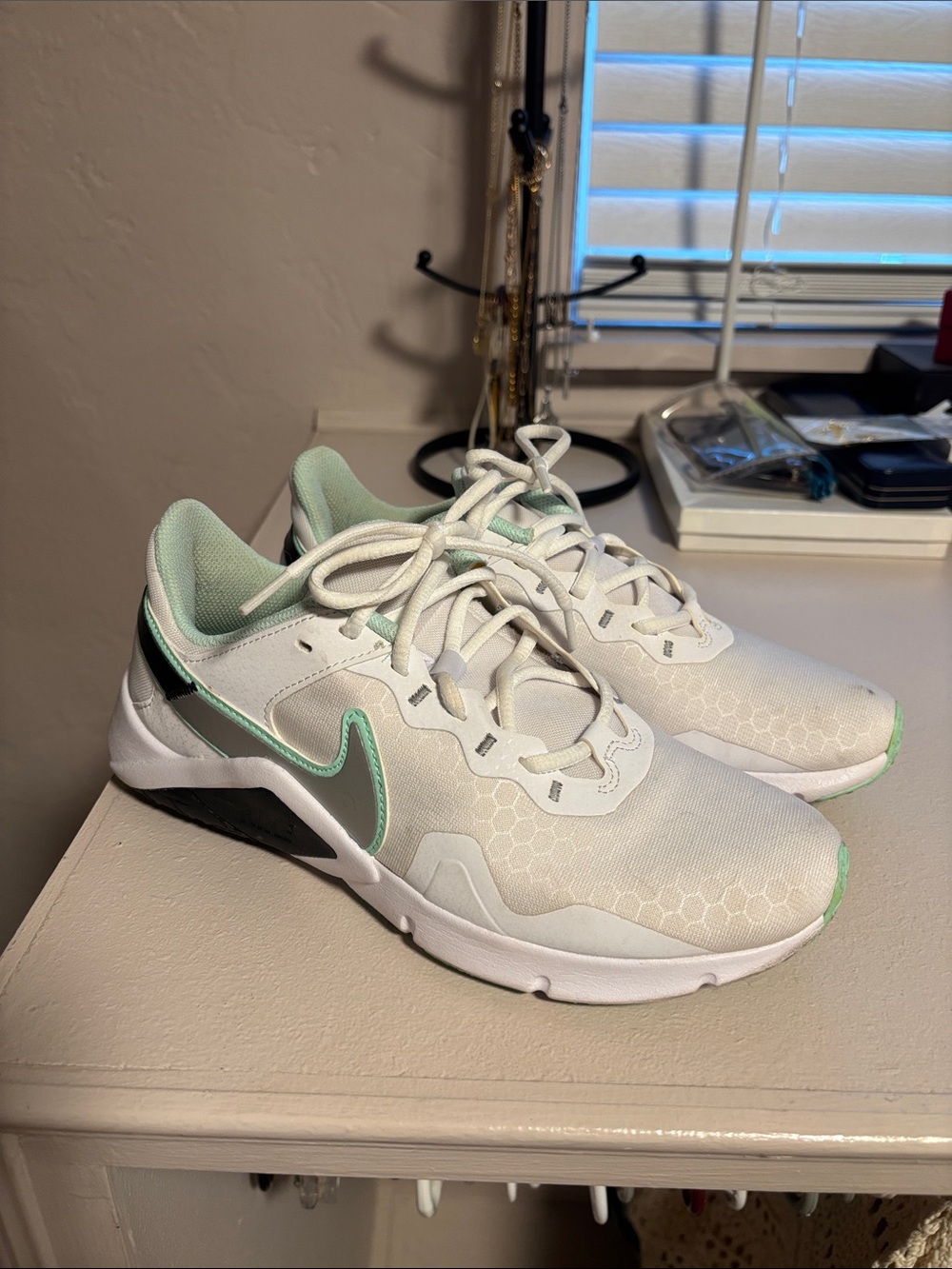 Nike Women's White and Mint Athletic Sneakers